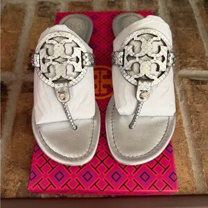 Silver Sandals with Intricate Design